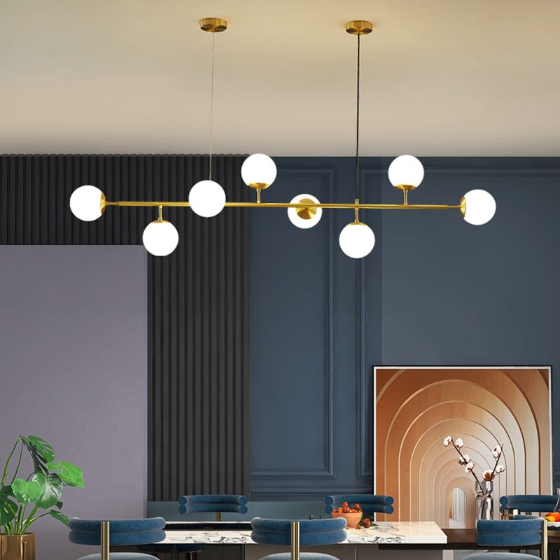 Modern Spherical Island Lighting Fixtures Glass 6 Light Pendant Lighting