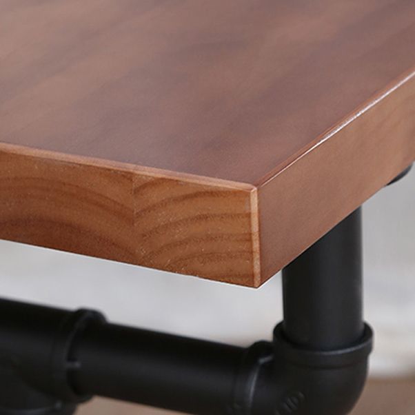 Modern Rectangle Bar Dining Table Wood Bar Height Table with Tube-Shaped Base