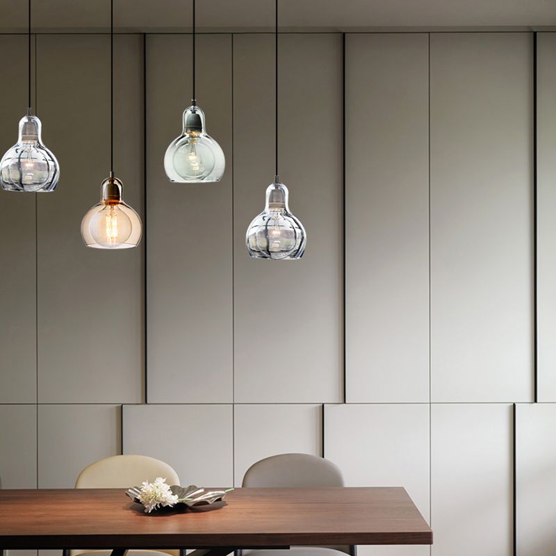 Modern Creative Geometric Pendant Light Wrought Iron Indoor Hanging Lamp with Glass Shade