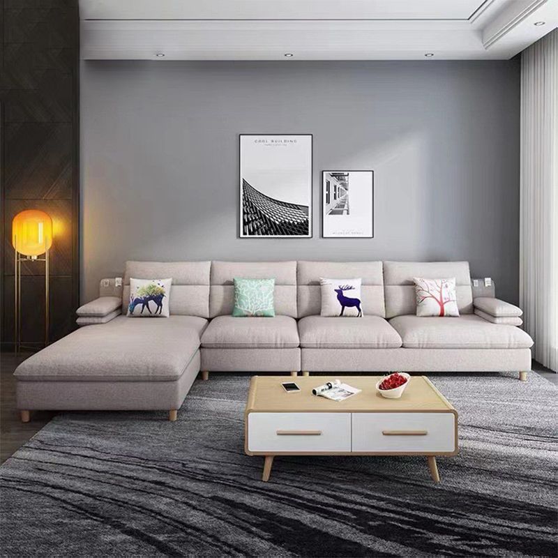 Pillow Top Arm Sectional Modern Linen 4-seat 125.98" Wide Sectional