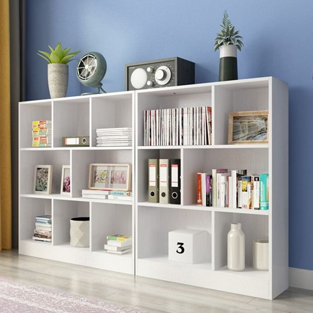 Scandinavian Standard Bookcase Closed Back Engineered Wood Bookshelf