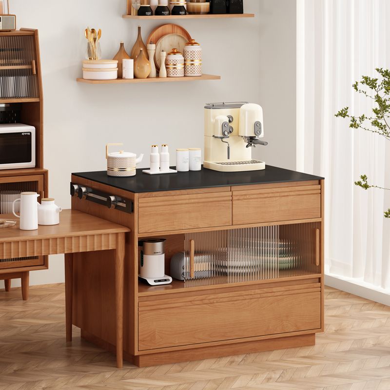 Modern Pine Wood Rectangle Kitchen Island Table for Dining Room