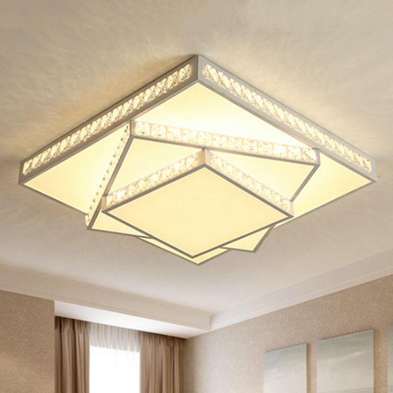 Vierkante plafondlamp moderne acryl LED witte inbouwverlichting in wit/3 kleuren licht, 16"/19,5"/23,5" breed