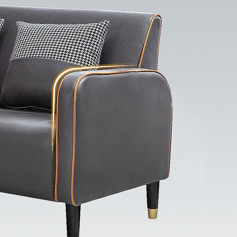 Scandinavian Tight Back Sofa Square Arm Loveseat with 4 Wooden Legs