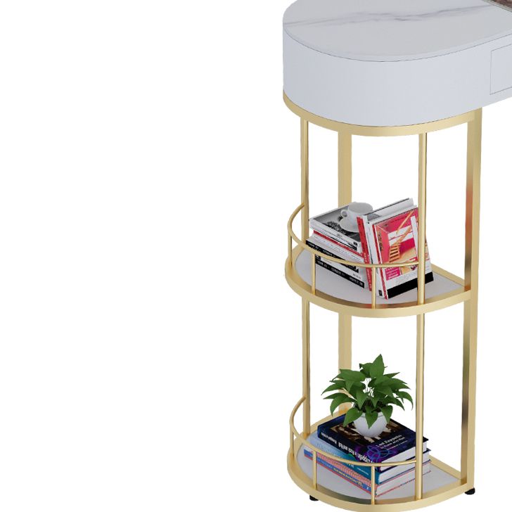 White Stone Glam Indoor Bar Dining Table Iron Double Pedestal Bistro Table Fixed Table