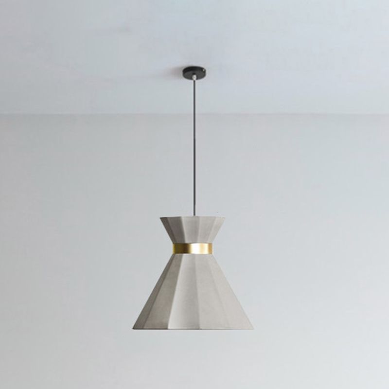 Flared Down Lighting Anhänger moderner Stil Zement 1 hängende Leuchten in Grau