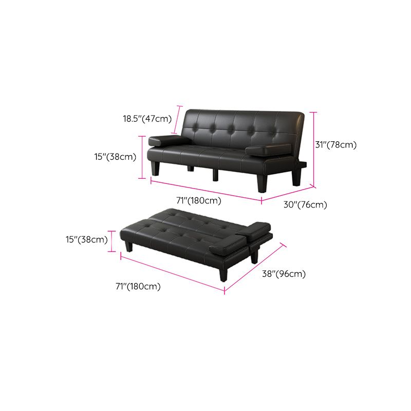 Contemporary Upholstered Sofa Bed PU Leather Convertible Sofa in Black