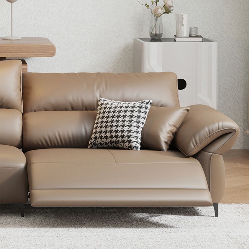 Pillow Top Arm Power - Push Button Scratch Resistant Genuine Leather Sofa