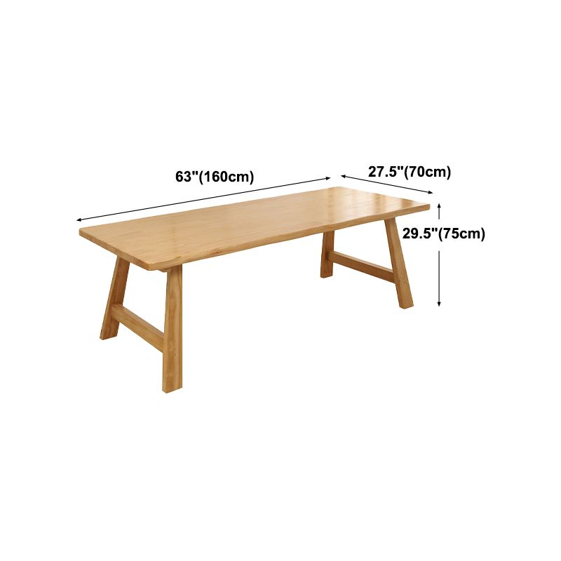 Solid Wood Top Dining Table Modern Simple Table with 4 Legs for Living Room