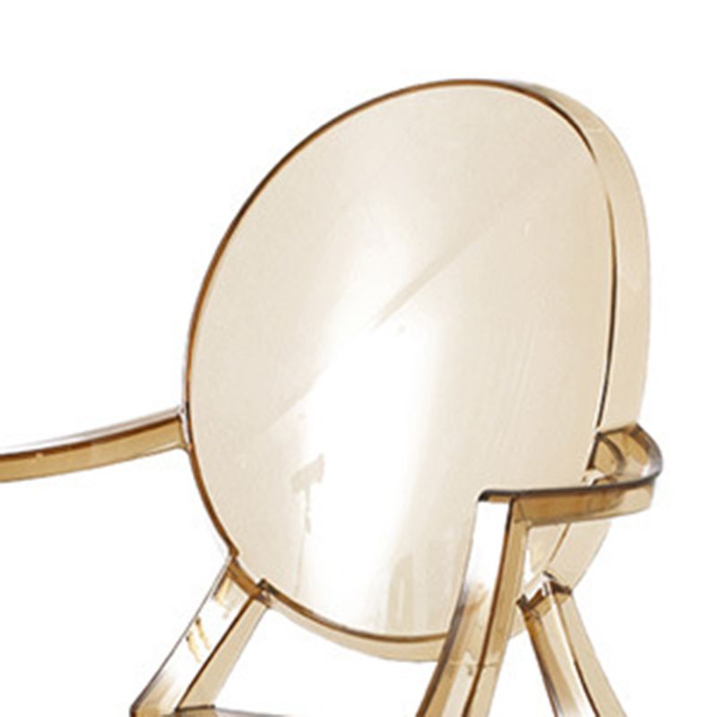 Sillón de plástico contemporáneo para restaurante, silla de comedor transparente con respaldo abierto (juego de 4)
