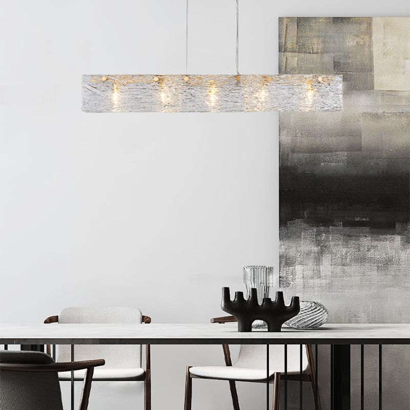 Modern Style Rectangle Hanging Island Lights Glass Pendant Light Fixtures