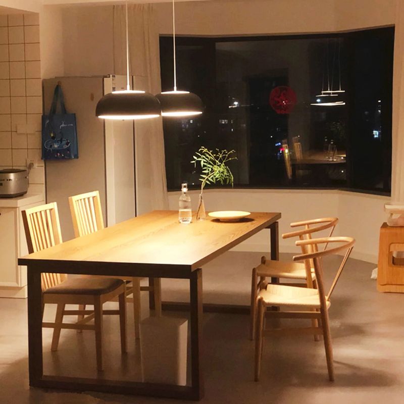 Dennen vaste houten rechthoektafel moderne eettafel met dubbel voetstuk voor restaurant