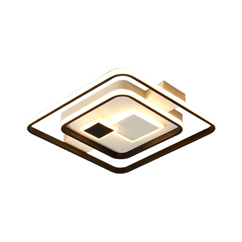 Square Metal Ceiling Flush Mount Nordic LED Black Flushmount Lighting for Bedroom, 16.5"/20.5" W