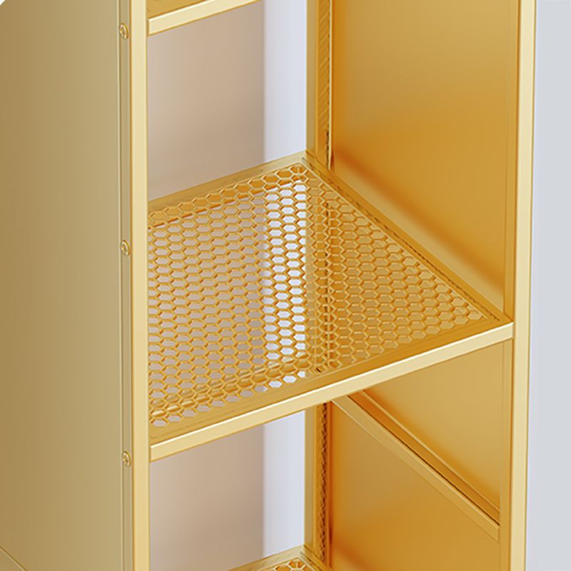 9" W Glam Antique Finish Shelf Bookcase Standard Metal Bookshelf