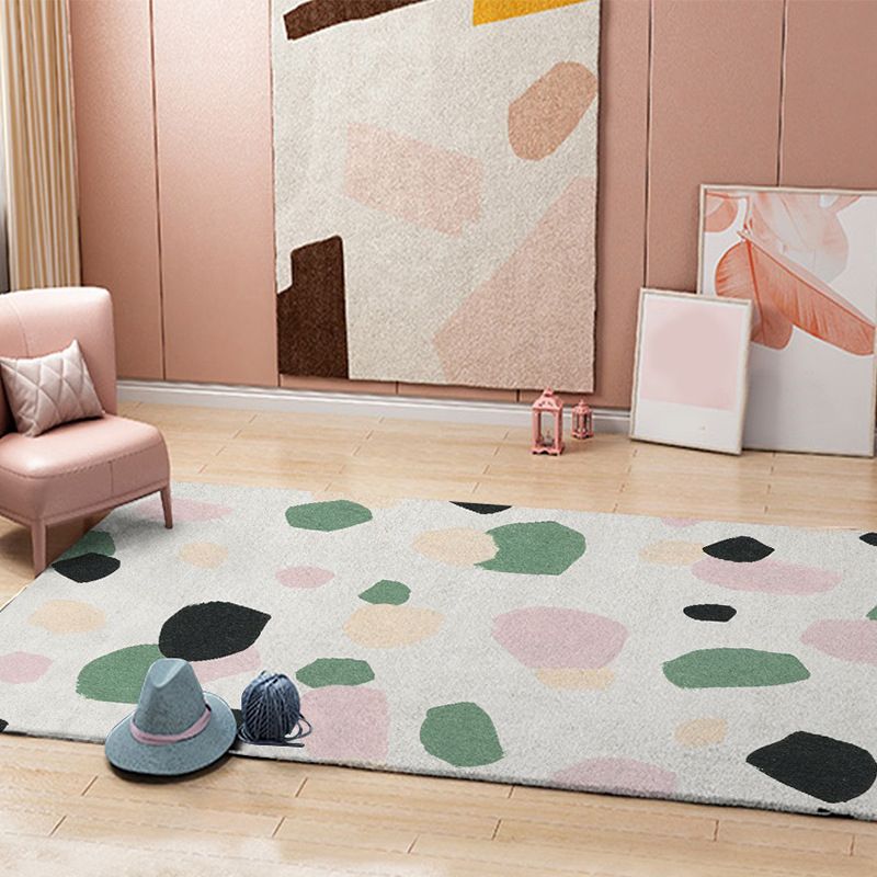 Casual Beige Rug Polyester Color Lump Rug Stain Resistant Rug for Living Room