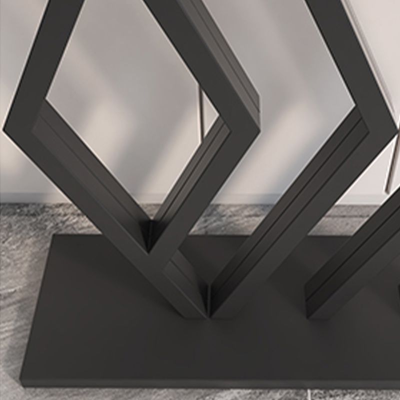 Modern Metal Accent Table Half Moon Stone Sofa Console Table for Hall