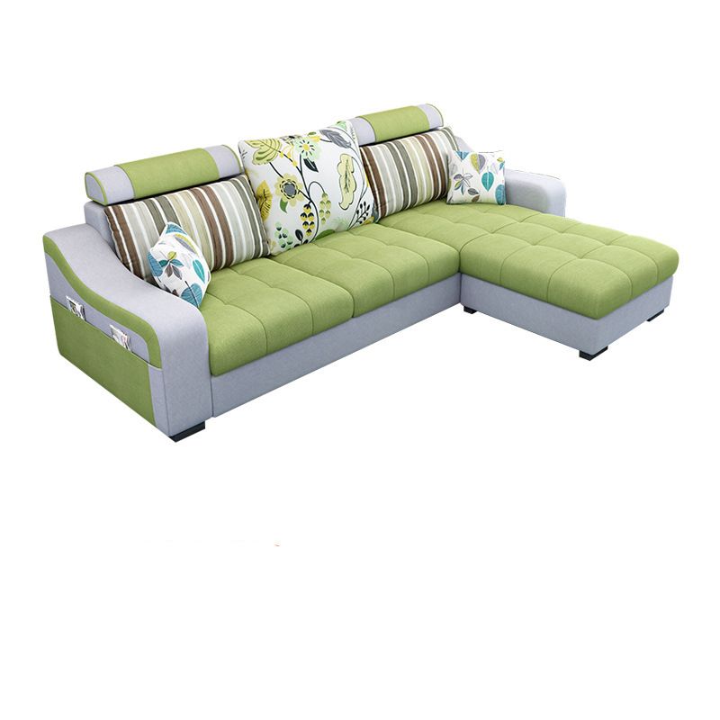 Sloped Arms Sectionals 106.3"D x 57"W High Back Sofa with Storage