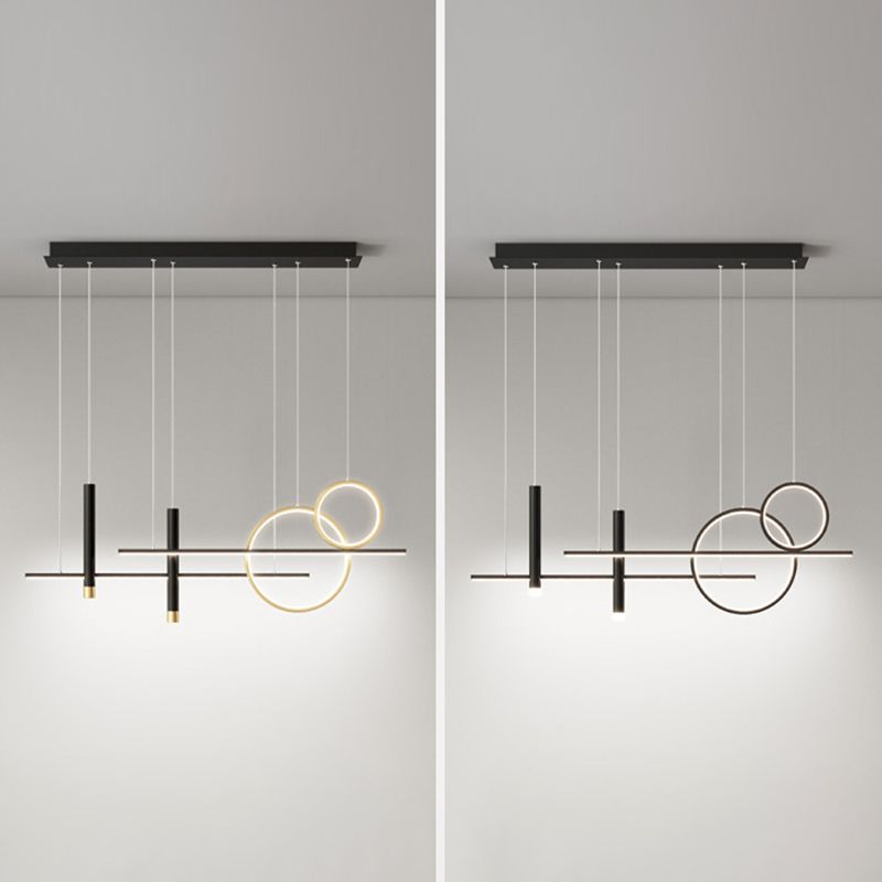 Luce a sospensione dell'isola LED lineare in alluminio in moderna luce del soffitto in ferro battuto in stile creativo con ombra silicone