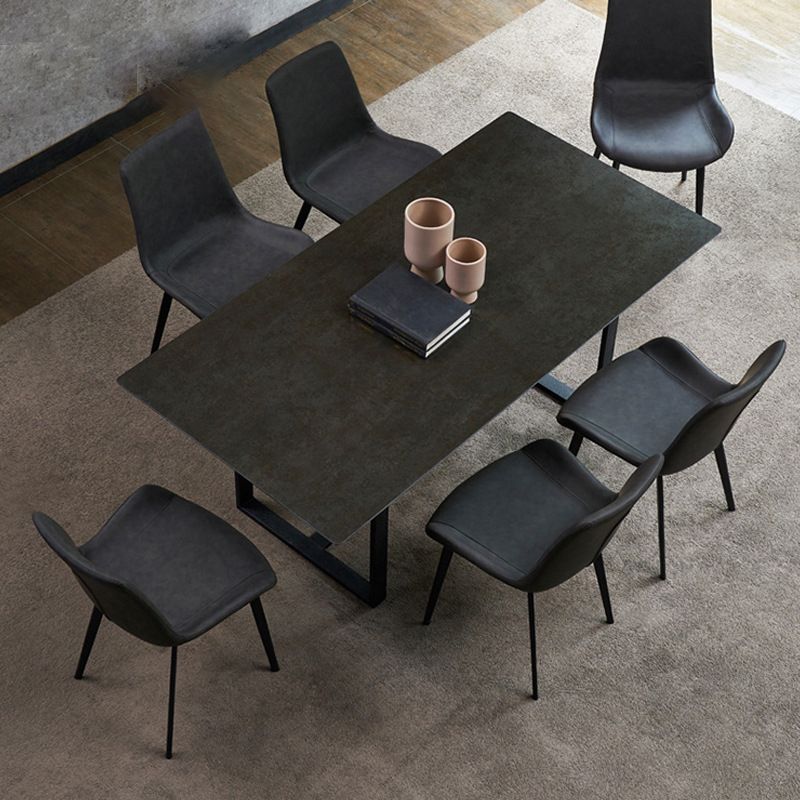 Industrial Rectangle Table Sintered Stone Table with Metal Legs for Home