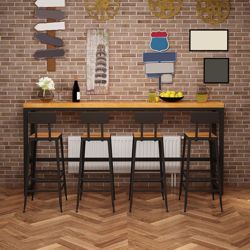 Solid Wood Pub Table Bar Height Industrial Rectangle Bar Table for Indoor