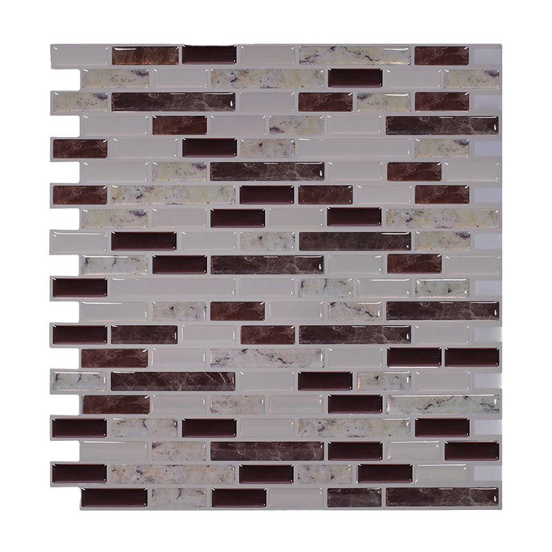 Rustic Brick Effect Peel Wallpaper Panel Grey and White Mosaics Wall Art for Washroom
