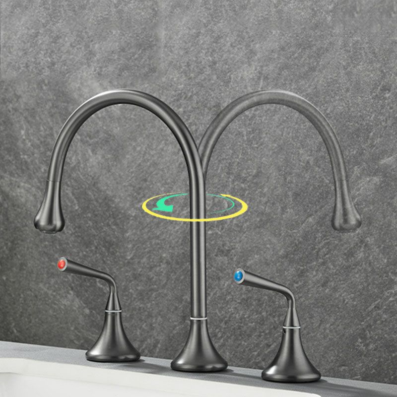 Double Handle Tub Filler Deck Mounted High Arc Brass Modern Roman Tub Filler