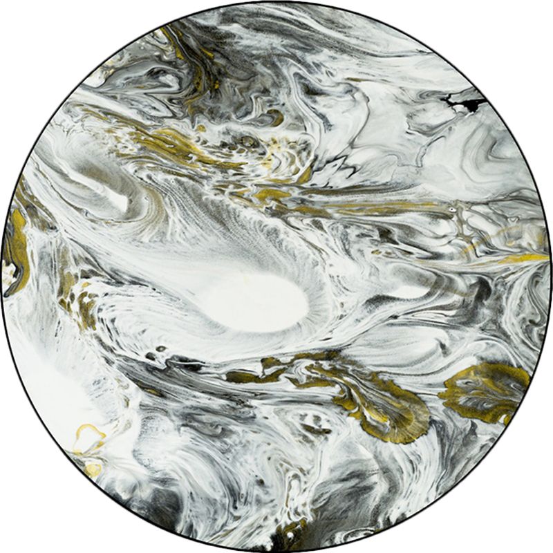 Modern Living Room Rug in Black and White Abstract Oil Painting Print Rug Polyester Machine Washable Area Rug