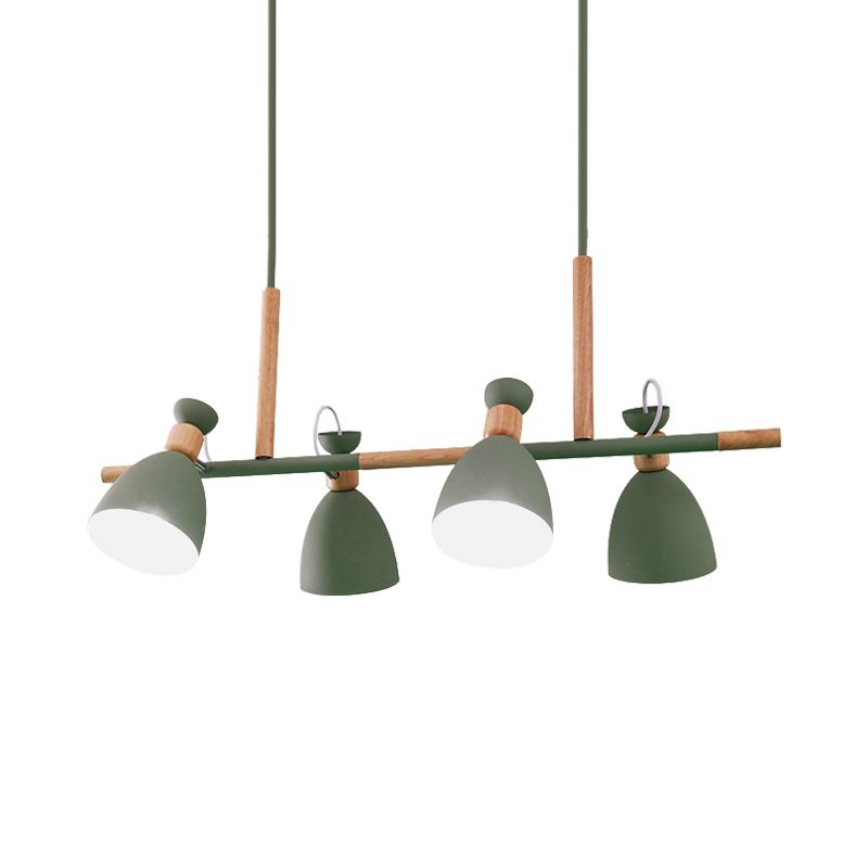 Metal Dome Shade Island Chandelier 4-Head Nordic Style Hanging Pendant Lamp in Green/Grey/White