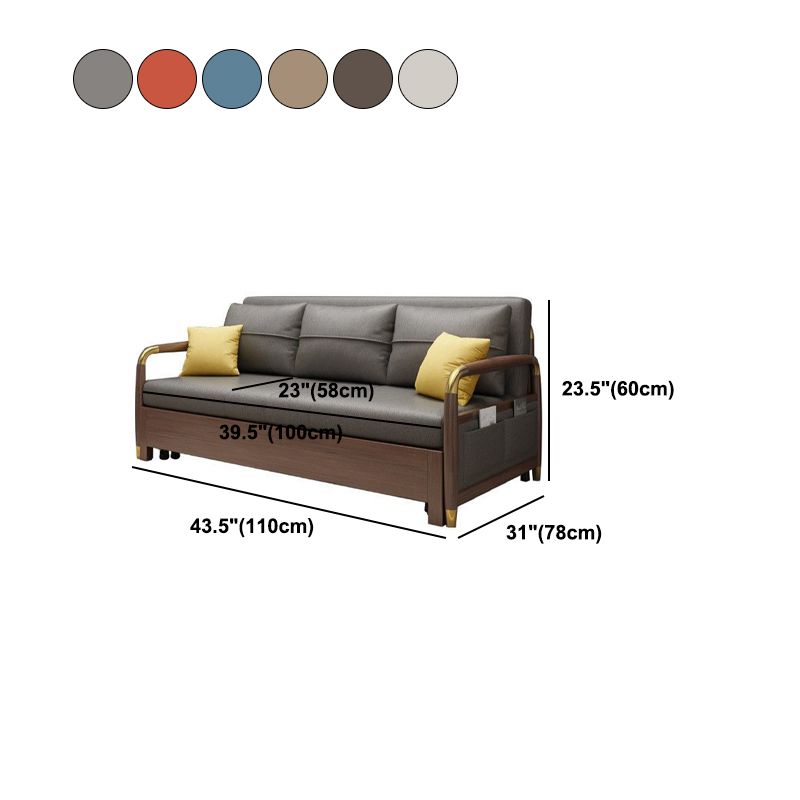23.6"H Faux Leather Square Arm Convertible Sleeper Sofa for Living Room