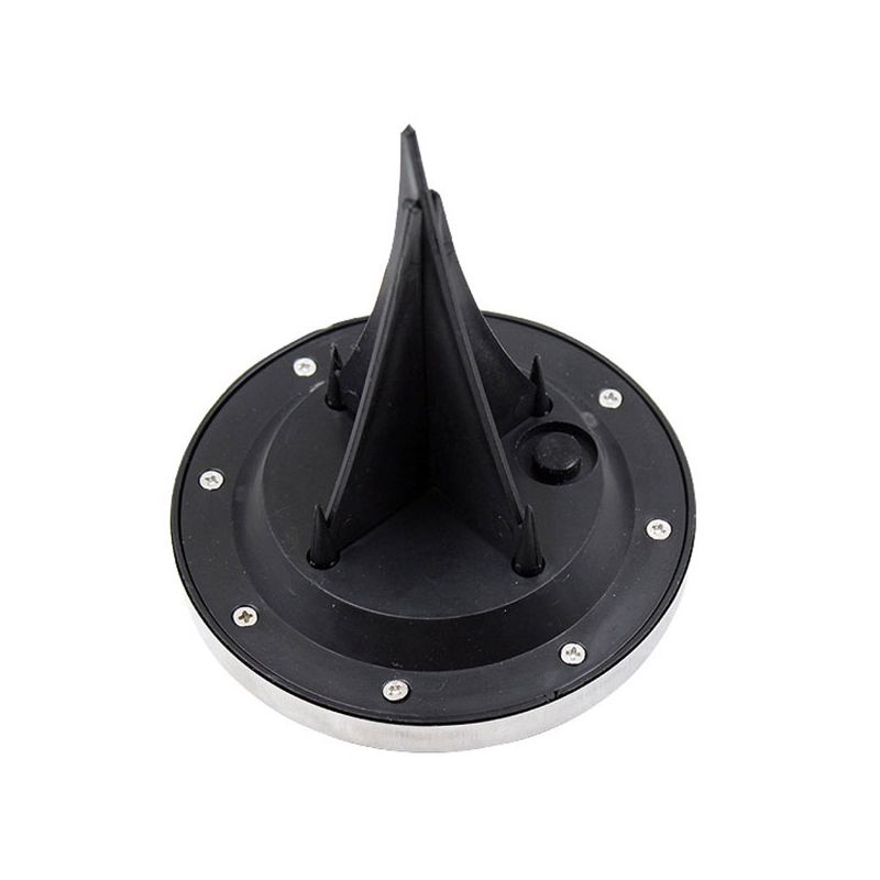 Retro Round Shaped LED Stake Light Metal Courtyard Solar Powered Buried Lighting, Black
