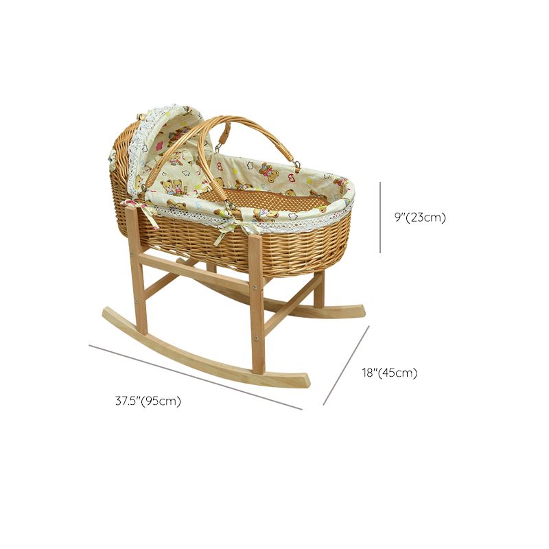 Newborn Wicker Co-Sleeper & Bedside Bassinets with 4 Wheels Rectangle Side Crib