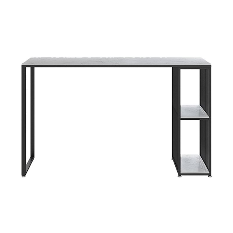 Contemporary Bar Dining Table Double Pedestal Bar Height Table with Shelf
