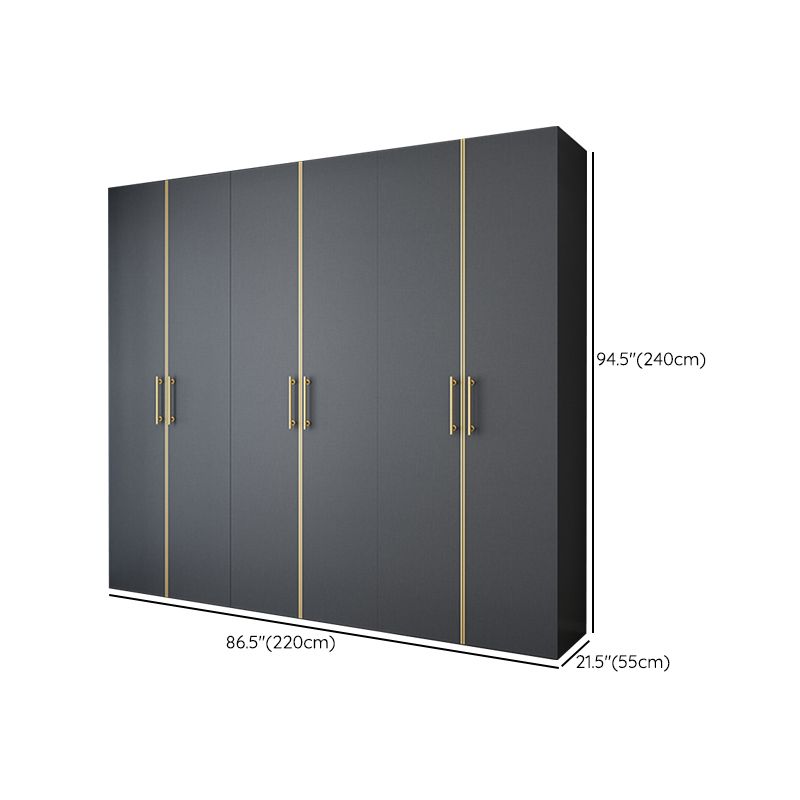 Modern Wardrobe Closet Grey Engineered Wood Wardrobe Cabinet