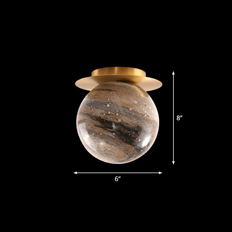 Lampe à encastrer en vitrail Planet, plafonnier nordique à 1 lumière, finition en laiton, pour couloir