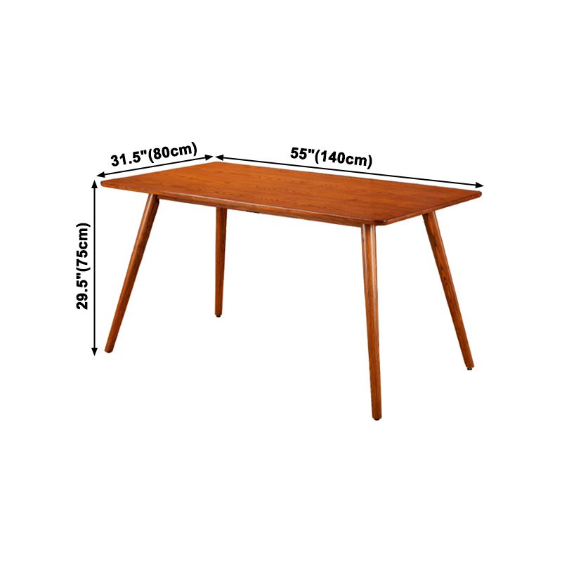 Mesa de comedor rectangular sencilla, mesa de madera maciza de roble con 4 patas para comedor