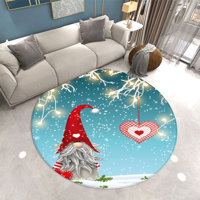 Simplicity Indoor Room Carpet Red Christmas Area Rug Polyester Washable Rug