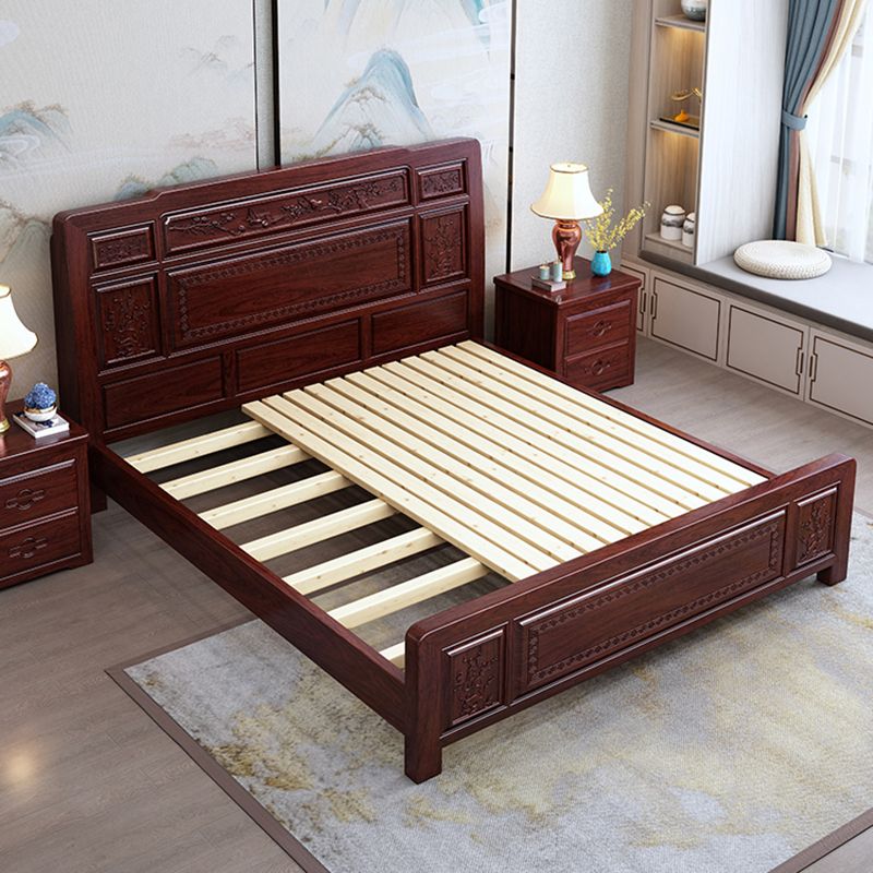 Solid Wood Panel Bed Traditional with Headboard Standard Bed Rectangular