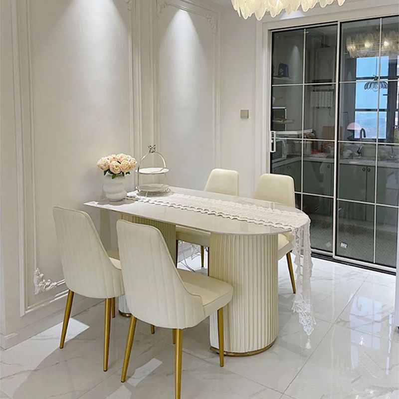 Slate and Metal Table Glam Style Simple Restaurant Freeform Dining Table