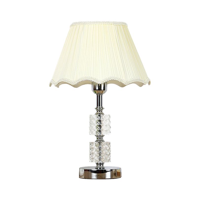 Lampada da comodino da soggiorno minimalista a 1 luce con cilindro in cristallo trasparente in bianco