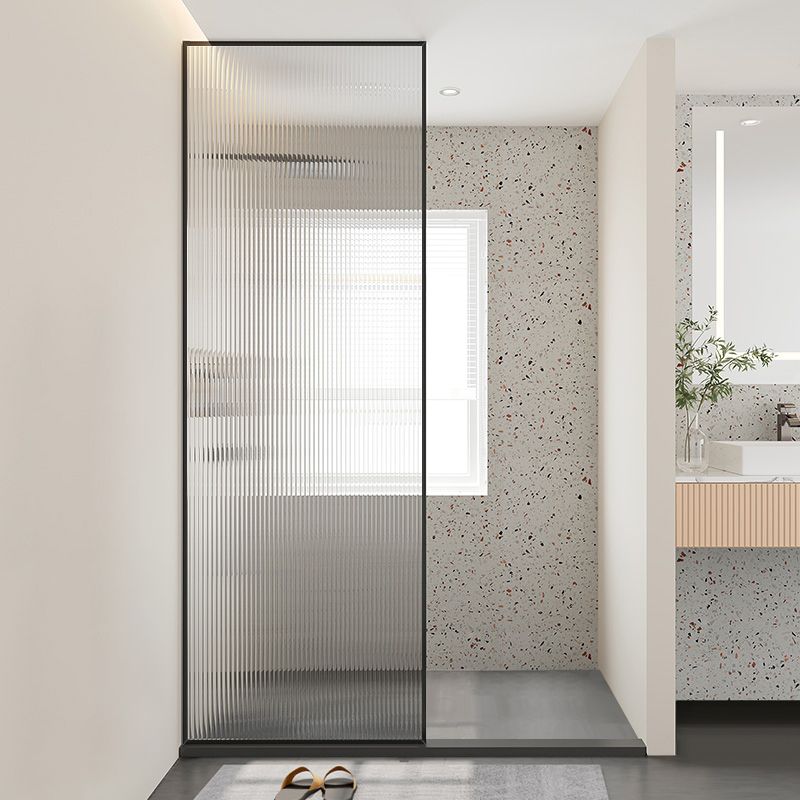 Metal and Glass Shower Bath Door Simple Inline Black Shower Door