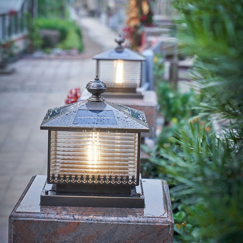 Contemporary LED Pillar Light Minimalist Solar Lighting Fixture for Garden