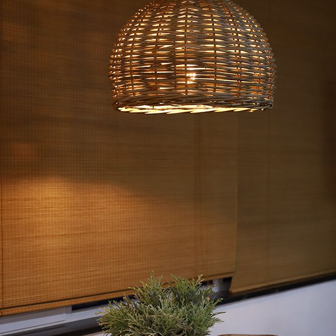 Rattan Bird Nest Shade Hanging Light Retro Hand-weaving Coffee Shop Lighting Fixture