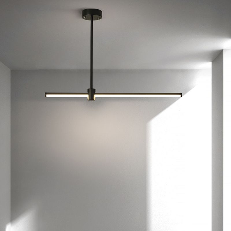 Modern LED Island Lighting Black Acrylic Chandelier Light Fixture for Bedroom