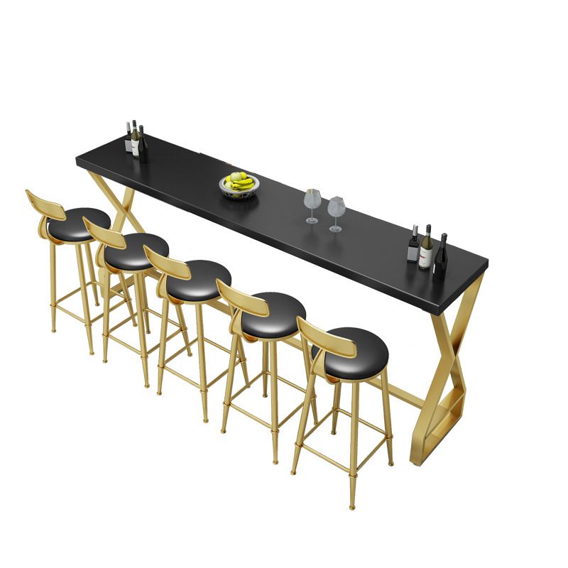 Glam Bar-height Table Solid Wood Top Pub Table for Patio Use