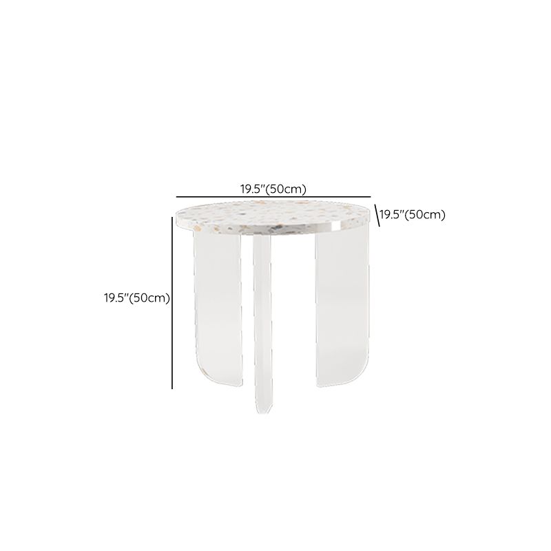 Round Terrazzo Coffee Cocktail Table Set with Acrylic/Ash Legs