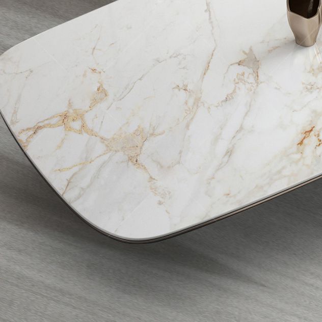 Glam Style Dining Rectangle Table Sintered Stone Table with Metal Legs for Home Use