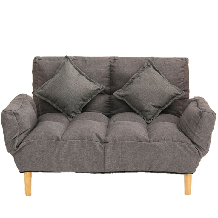 Modern Biscuit Back Reclining Square Arm Linen Stationary Sofa
