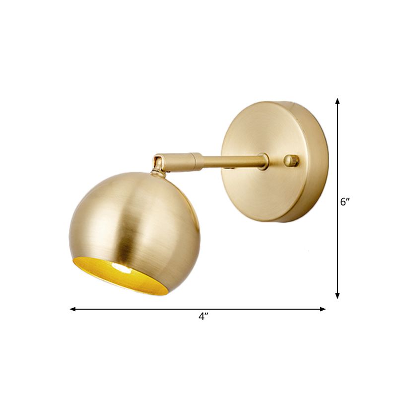 1/2/3-bulb LED Dome Dome Sconcetto tradizionale Brass Metal Vanity Wall Fispositivo per bagno