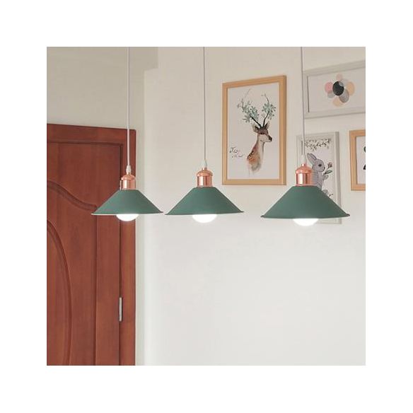 Modernist Style Conical Suspended Lamp 1 Light Metallic Hanging Light Fixture in Black/White for Living Room