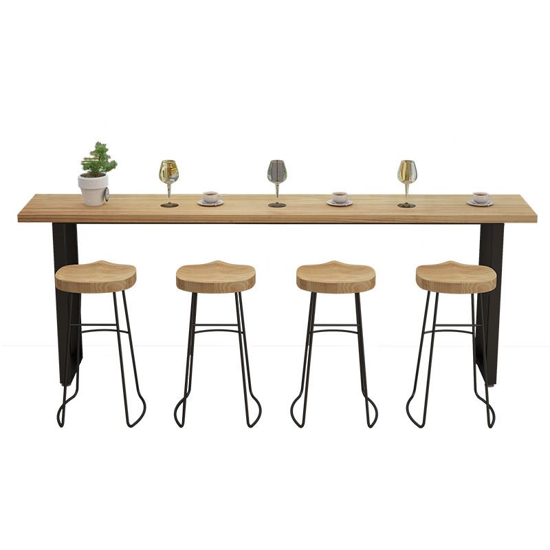 Modern Bar-height Table Solid Wood Top Bar Table for Patio Use